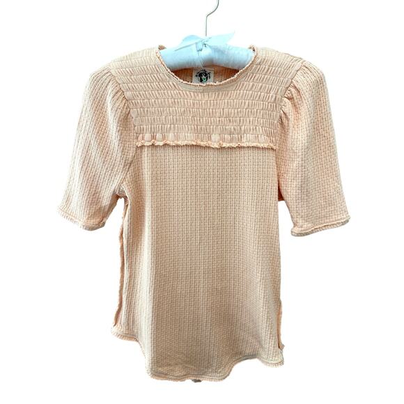 Free People Tops - FREE PEOPLE We The Free Peach Smocked Top Short Sleeve Knit Boho Tee NWT | Small
